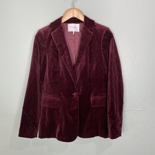 Frame Burgundy Velvet Blazer Sz 4 Single Breasted