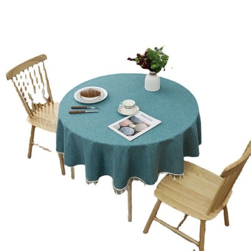 Round Table Cloth PVC Plastic Kitchen Tablecloth Oilproof Fabric Table Cover NEW - Picture 7 of 20