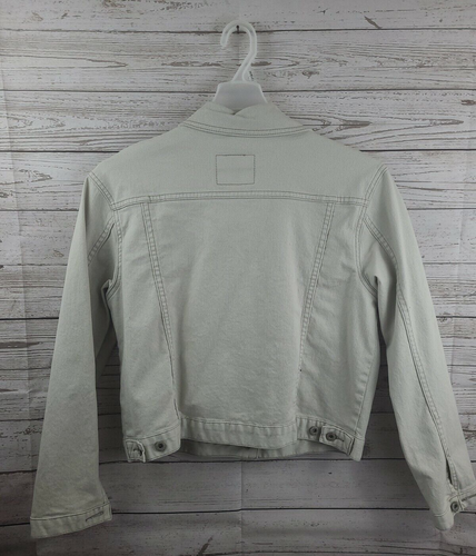 Giacca denim Levi's Ragazze Taglia Large 12-14 Logo Colore Crema Bottoni Argento-FANTASTICA! - Foto 9 di 12
