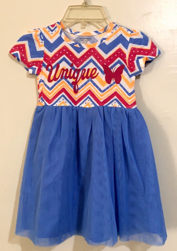 Girl's Chevron Pink Unique Butterfly TuTu Dress Size 4