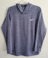 Nike Swim Small Dri-Fit Hydroguard UPF 40 Long Sleeve Hoodie Blue Gray Swoosh