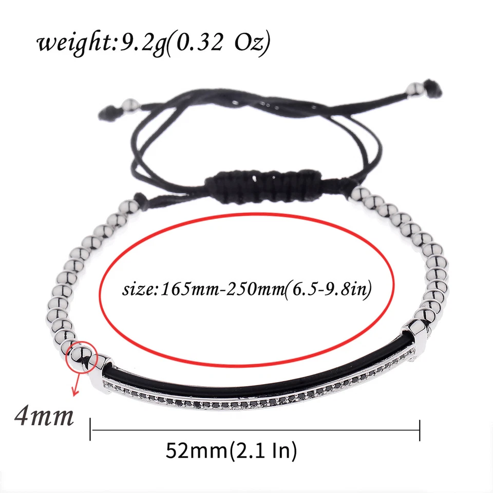 Модные мужские серебряные браслеты Micro Pave с фианитами цирконий мяч королевская корона плетеные США - Изображение 4 из 4