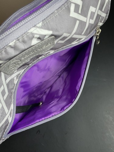 Sarah Wells MHeart Bag Gray Purple Crossbody Bag Zip Closure - Picture 6 of 8