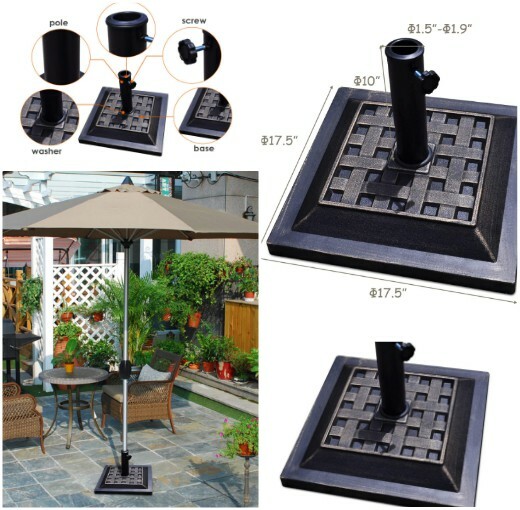 Sundale Outdoor Decorative Cast Stone Patio Umbrella Base Black Resin Heavy Duty For Sale Online Ebay