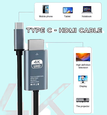 USB-C zu HDMI Kabel Handy zu TV/Laptop 4K UHD 60 Hz 200cm  IOS Andoid Xiaomi uvm
