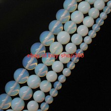 4mm-12mm White Moonstone Gemstone Opal Round Gemstone Loose Beads 15"