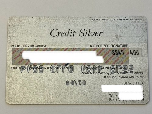 Tarjeta de crédito Bank BPH MasterCard▪️2008 Exp▪️Polonia▪️Solo coleccionable - Imagen 2 de 2