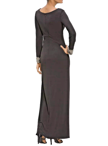 NWOT JS Boutique Embellished Cuff Jersey Dress/Gown Black Size 2 - Picture 2 of 9