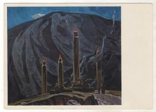 1970 “In the Mountains” Missile complex Military ART Russian postcard OLD