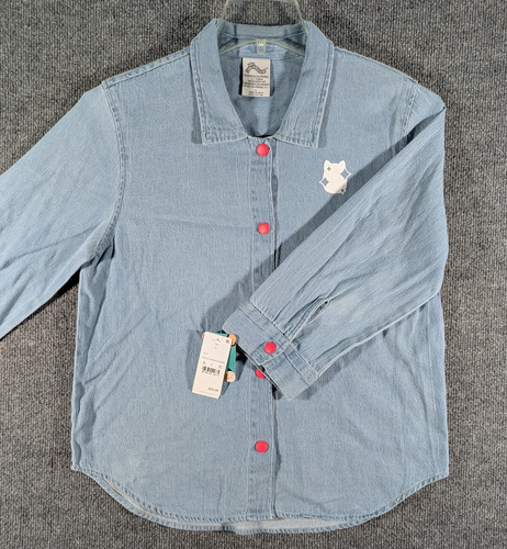 Squishmallows Denim Snap Button Shirt Youth Tween 3/4 Sleeve Size Large NWT - Picture 2 of 19