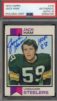 Jack Ham Gem Mint 10 PSA DNA Signed 1973 Topps Rookie Autograph | eBay