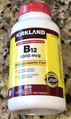 Kirkland Signature Quick Dissolve B 12 5000 mg 300 Tablets. EXP- 01/2028