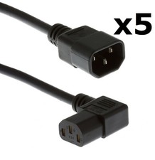 Image of 5 x NEW C13-C14 IEC Right Angle Power Extension Cables 1.2m