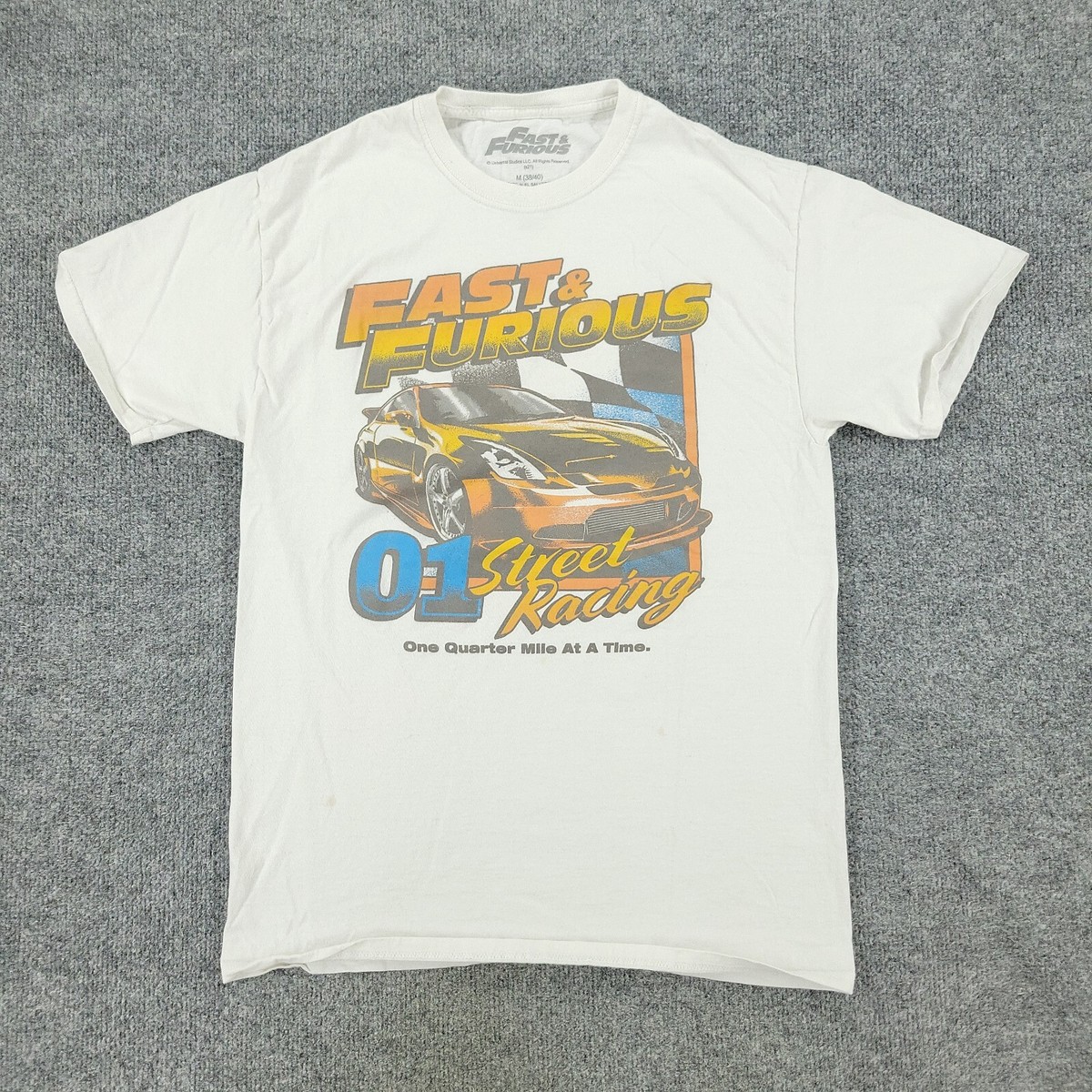 Fast & Furious Shirt Men's Medium White Street Racing Movie Fast & Furious Shirt Men's Medium White Street Racing Movie