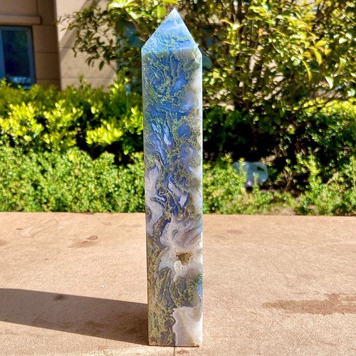 1.97LB Natural Water Grass Moss Agate crystal pillar Crystal Reiki - 第 9/13 張圖片