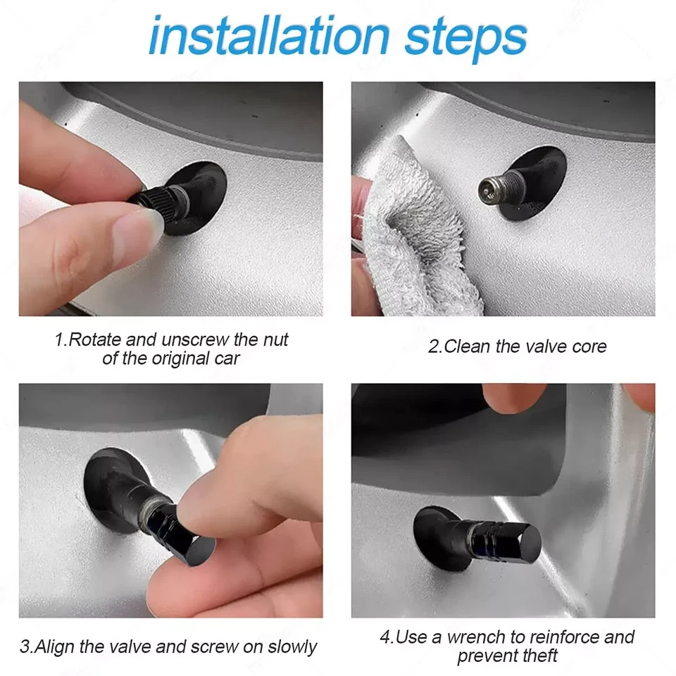 Cubierta de tapa de vástago de válvula de neumático para Mercedes Benz AMG aluminio tapas de alta resistencia paquete de 4 Foto 3 de 4