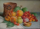 Anton Pretl (XIX - XX) Fruit Still Life, Oil on Painting Plate, Circa 1930