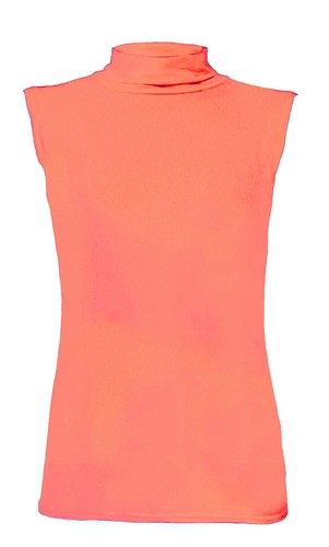 Ladies Polo Neck Womens Sleeveless Stretch Turtle Neck Jersey Basics Top 8-26 - Picture 4 of 18