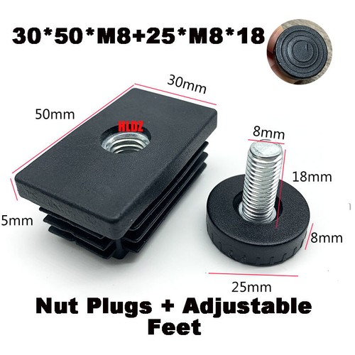 Adjustable Table Foot Furniture Leveling Feet/Nuts Inserts End Caps Screw M6/M8 - Picture 29 of 32