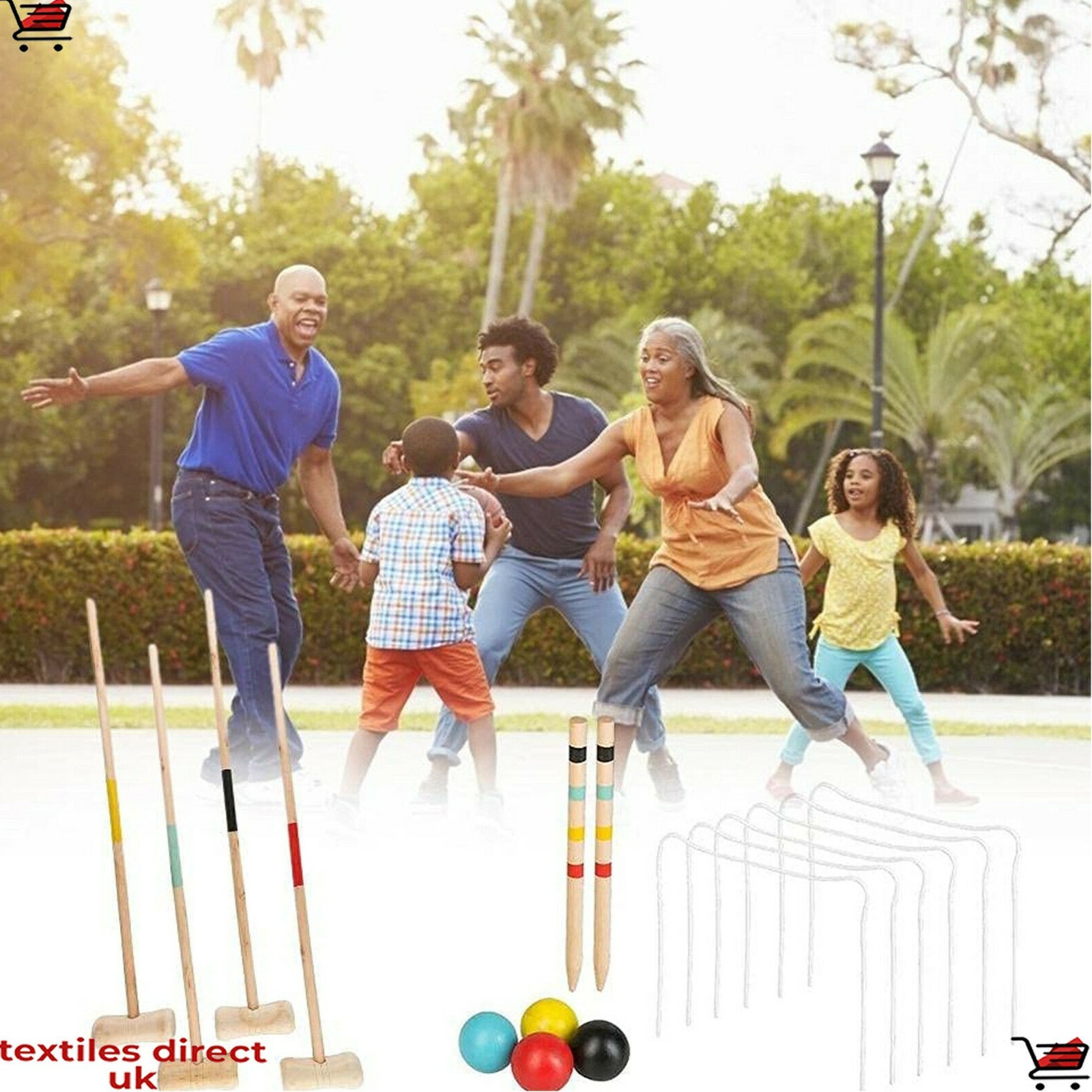 Image 31 - Giant Croquet Set for 4 Players Wooden Garden Lawn Outdoor Children Adult Game