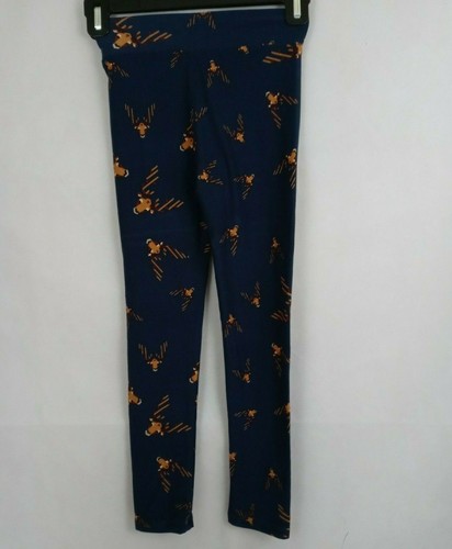 New LuLaRoe Leggings Blue With Light Brown Deer Design Kids Size L/XL - Picture 3 of 6