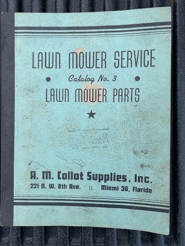 Rare Vintage Original 1945 A.M. Collet Supplies Lawn Mower Parts Book Miami FL - 第 1/9 張圖片