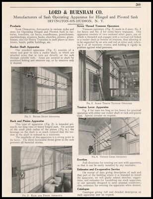 1922 Lord & Burnham Co Irvington On Hudson NY Sash Operating Apparatus  Print Ad
