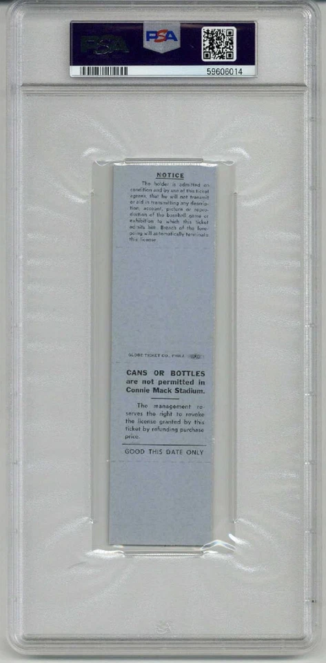 BOB GIBSON CAREER WIN #38 6/6/63 FULL TICKET PSA 8 ST LOUIS CARDINALS NEW HOLDER - Image 2 of 3