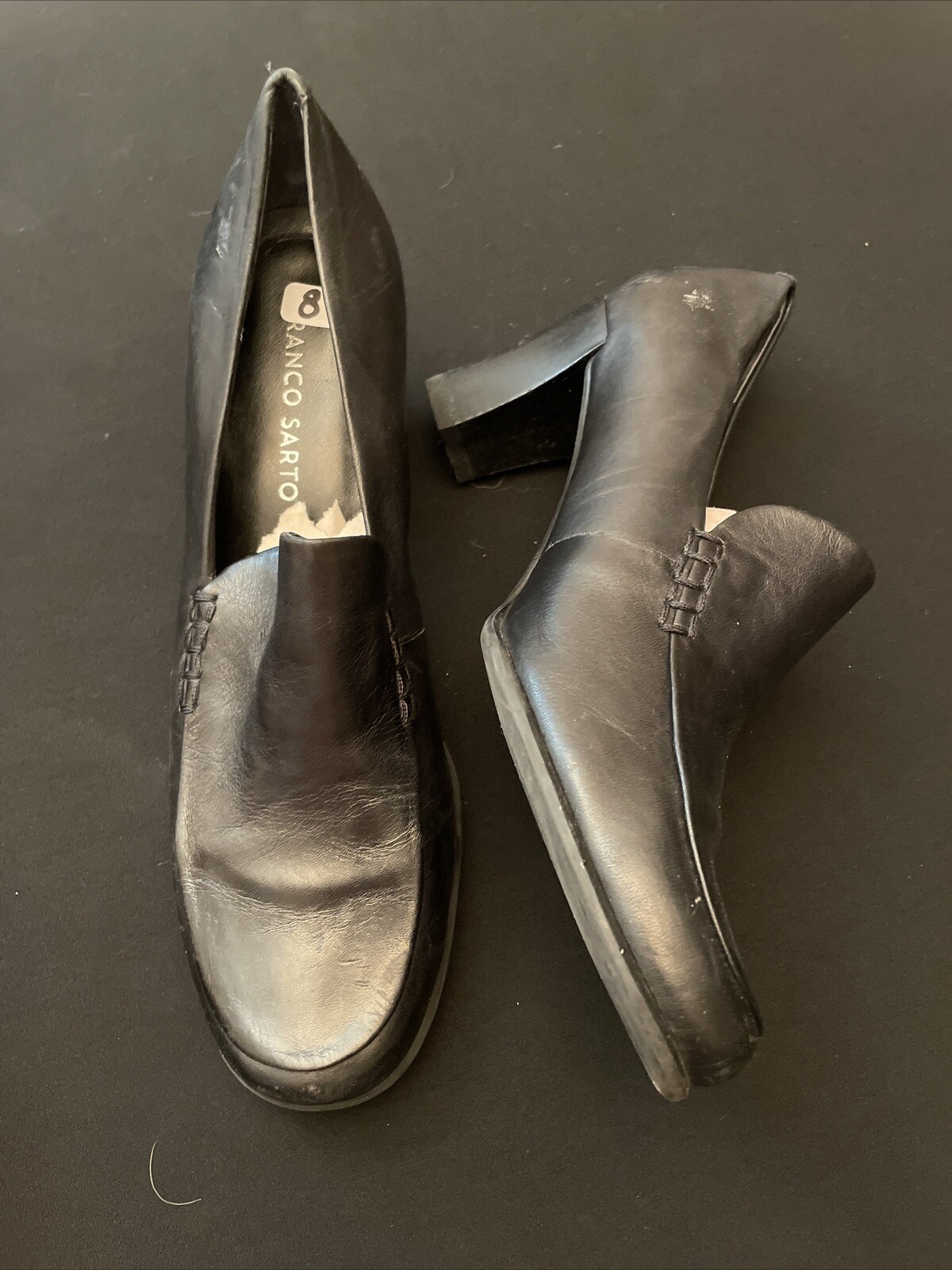 Franco Sarto Slip On Loafer Women Shoes Size: US 8M Black Leather