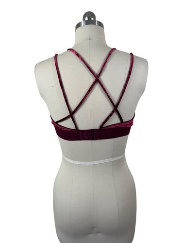 Pink Victoria's Secret Bra Bralette Top Medium Red Velvet Logo Wireless Strappy - Picture 5 of 9
