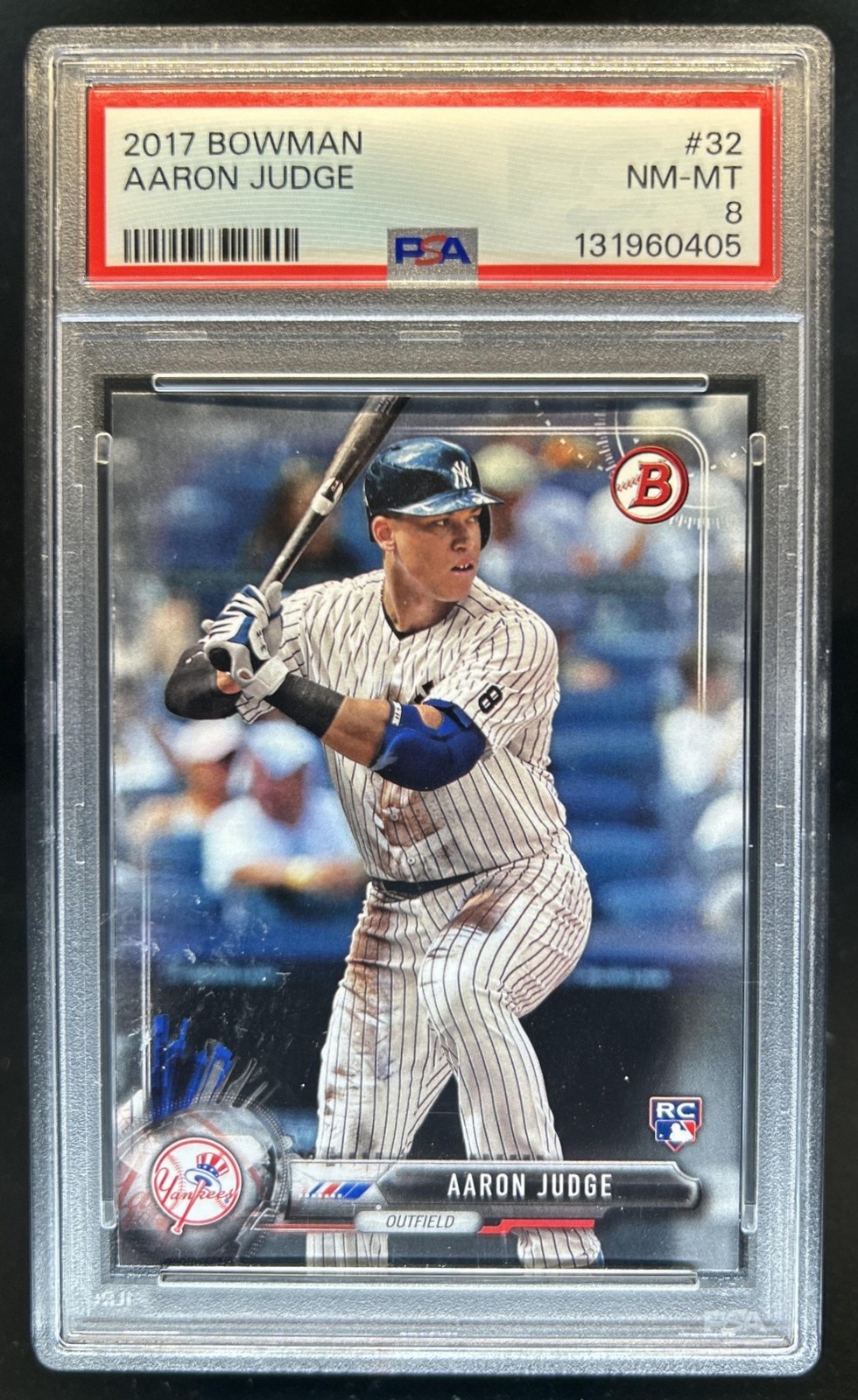 2017 Bowman Aaron Judge RC Rookie #32 New York Yankees PSA 8 view 1