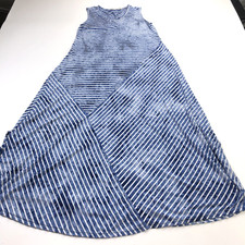 Soft Surroundings Small Rayon Asymmetrical A-Line Maxi Dress Striped Blue 2AQ56