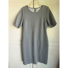 Old Navy Womens Grey Short Sleeve Sheath Dress Size Large Petite Back Zip Work