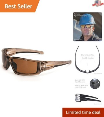 Lightweight Brown Frame Safety Glasses with Espresso Polarized Lens for Comfort