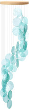 Sea Glass Shell Wind Chimes for outside Seaglass Capiz Windchime Spiral Wind Chi