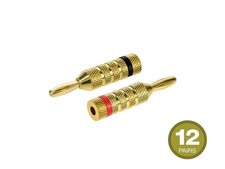 Monoprice 12 PAIRS Gold Plated Speaker Banana Plugs, Closed Screw Type