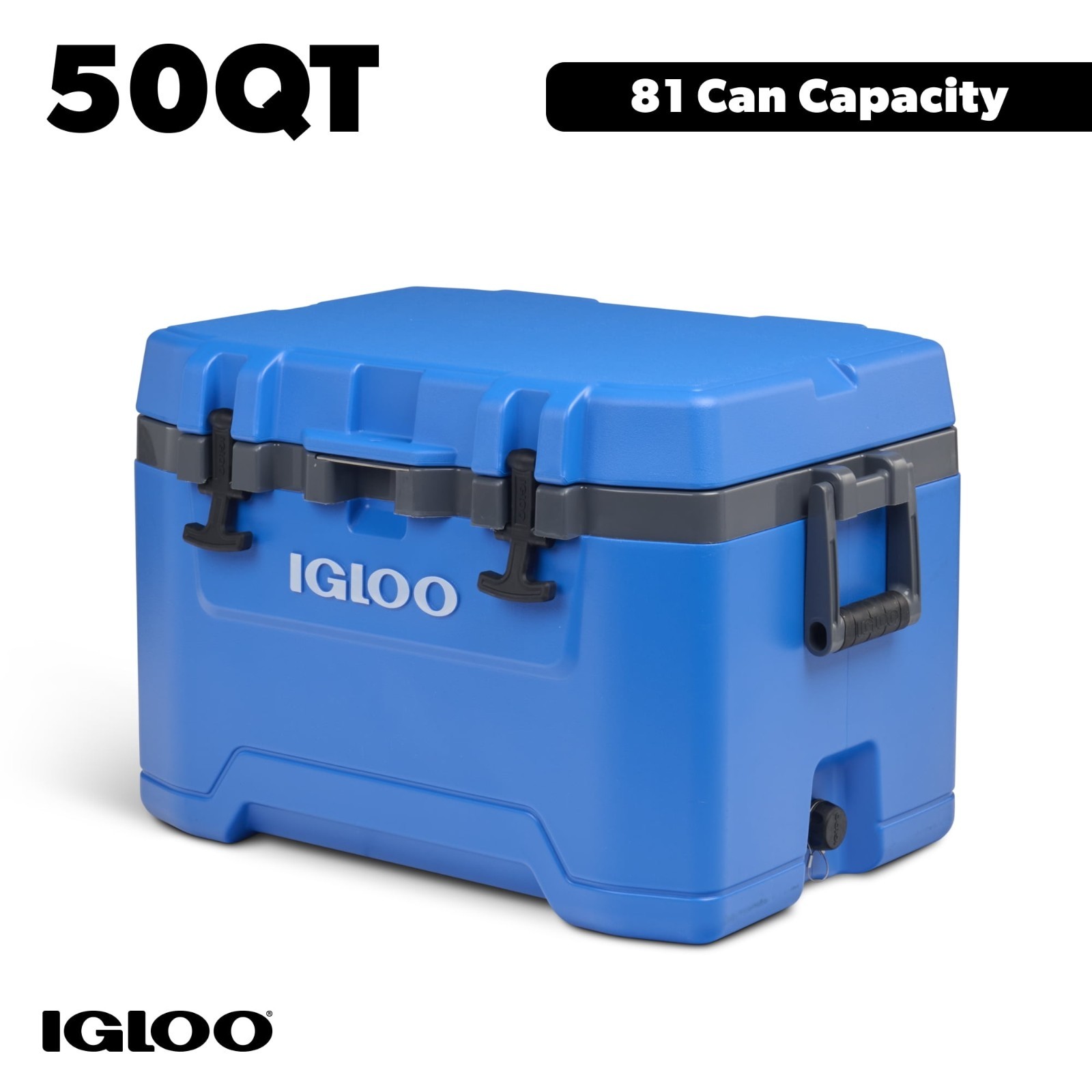 Igloo 50 QT Overland Ice Chest Cooler, Hard Sided Camping Cooler, Blue