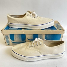 Vintage Converse White Canvas Comfort Cushion Boat Sneaker Made USA Men  s Sz 9