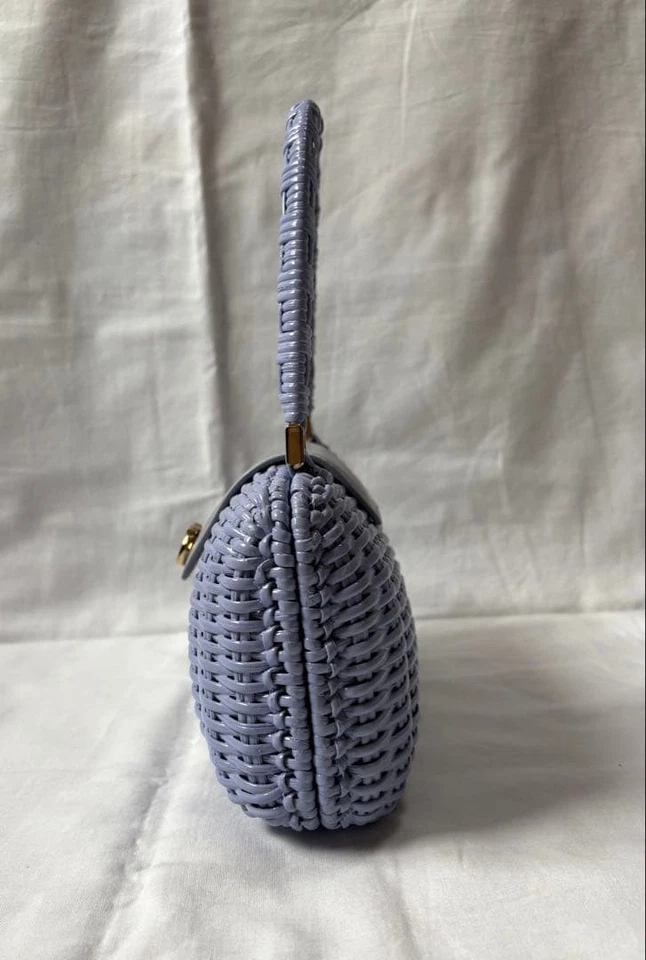 Salvatore Ferragamo Mini Basket Handbag Blue Purple Top Handle Bag w/Dust bag - Image 2 of 4