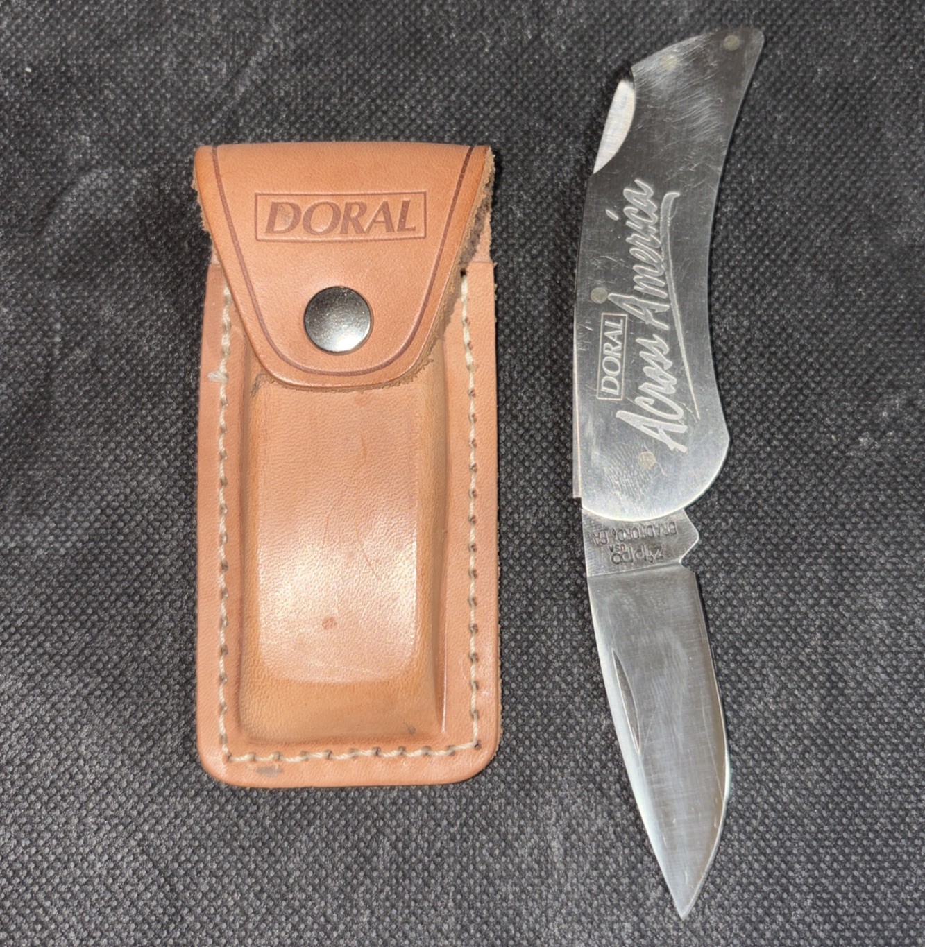 Vintage Zippo Pocket Knife Advertising Doral Across America Stainless Used