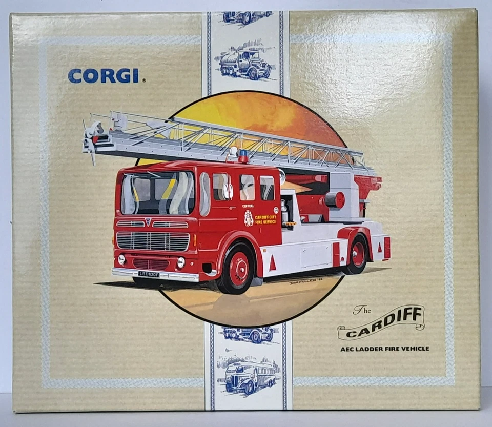 Corgi 97385 AEC Mercury - Merryweather 100ft Turntable Fire Vehicle - Cardiff - Image 4 of 4