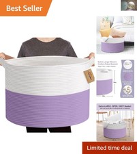 Versatile Purple Rope Storage Basket, 22x14 Inches - Perfect for Toys  Blankets