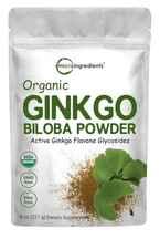 Micro Ingredients Raw Organic Ginkgo Biloba Powder Supports Brain Function 8 Oz