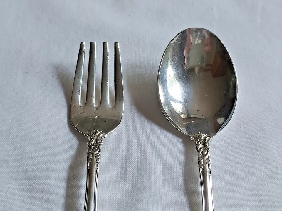 Juego de tenedor y cuchara para bebé Towle Old Master de plata esterlina 4 1/4" ~ 36,54 g Foto 4 de 4