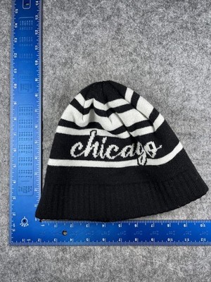 MILLITAGE Hat Beanie Womens One Size Black Knit Chicago Striped Winter Warm