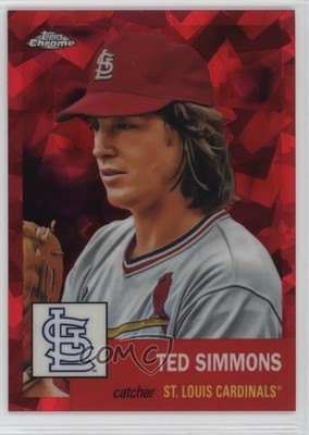 2022 Chrome Platinum Anniversary Red Atomic Refractor /100 Ted Simmons HOF 12yr