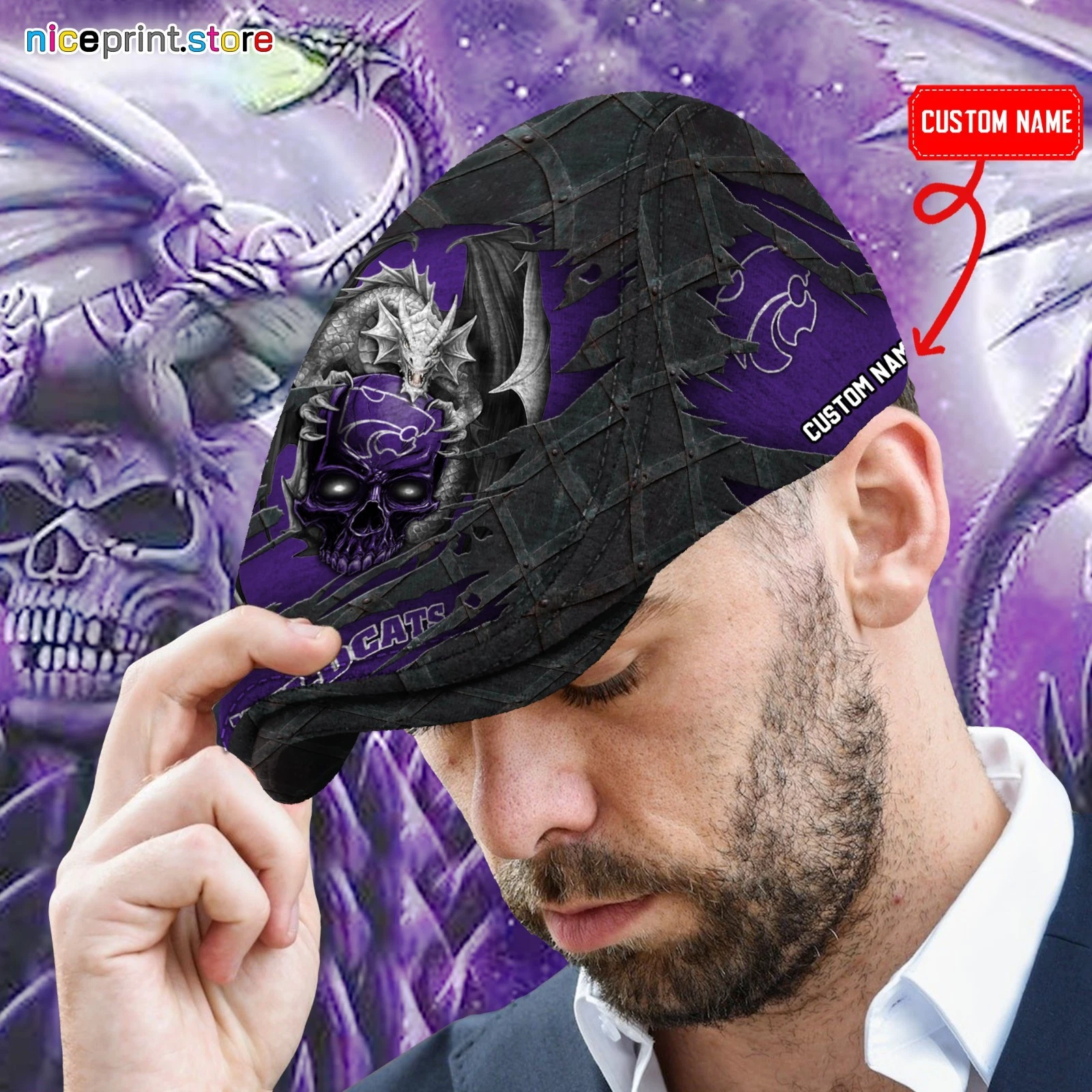 Kansas State Team Wildcats Jeff Cap Wildcats Driver Cap Camo Hat Flat Cap