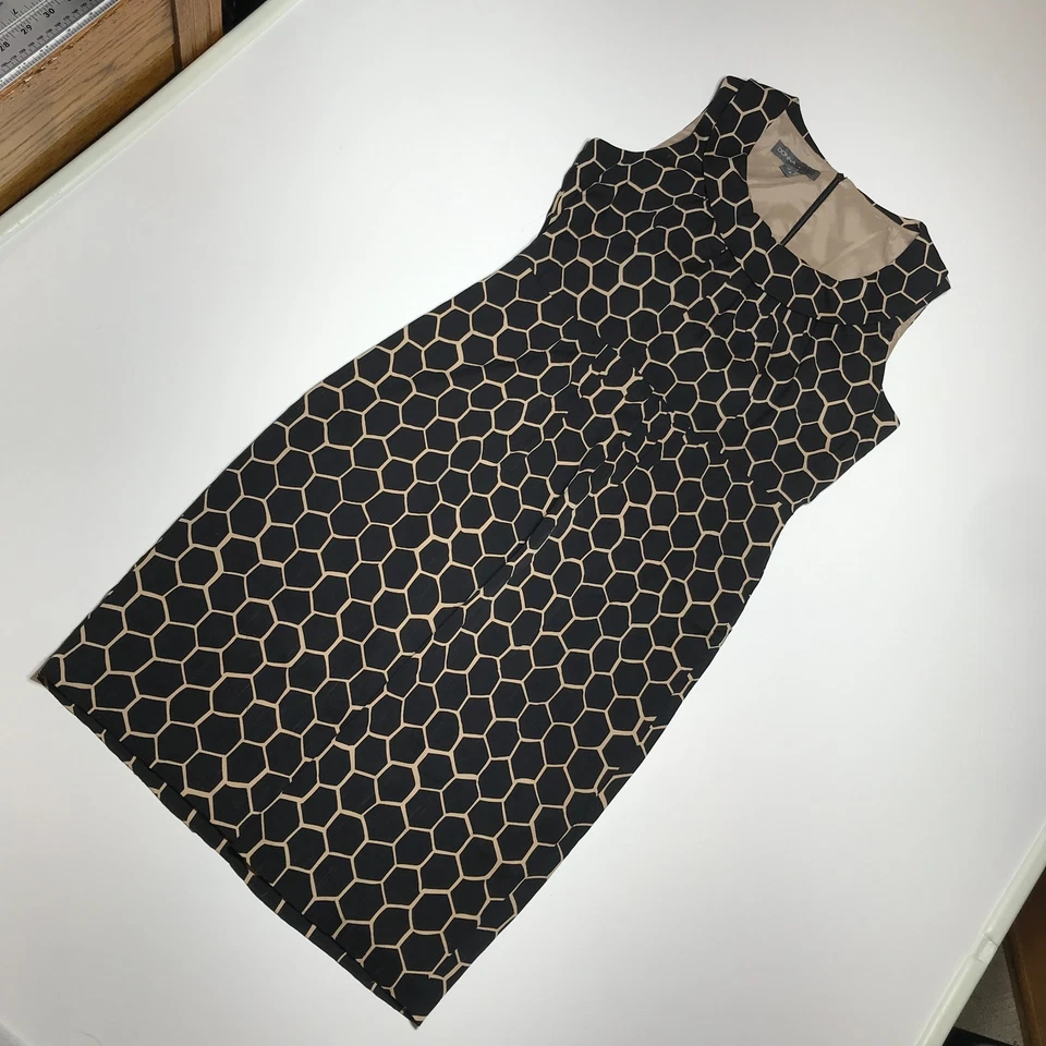 Vestido Vaina Donna Ricco Mujer Nido de Abeja Hexágono Negro Tostado Mezcla Seda Talla 12 Foto 2 de 4