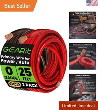 0 Gauge Wire CCA 25 Ft Each-Black  Red 0 AWG Ground Wire Battery Cable for A...