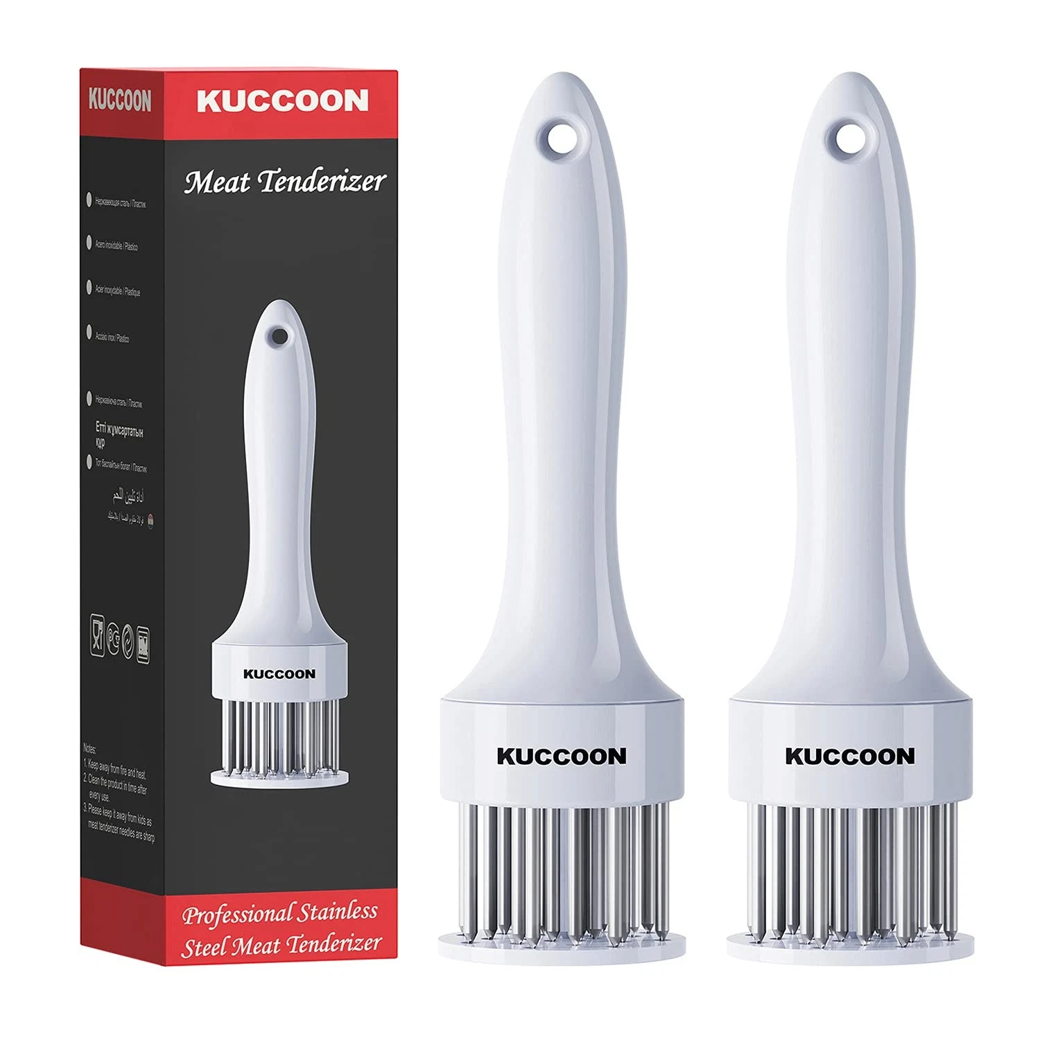Meat Tenderizer Tool (Pack of 2) Stainless Steel Needle Ultra Sharp 24 Blade ...